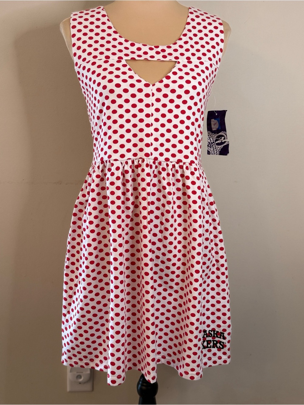 Nebraska Huskers Flying Colors dress red white polka dot SZ M